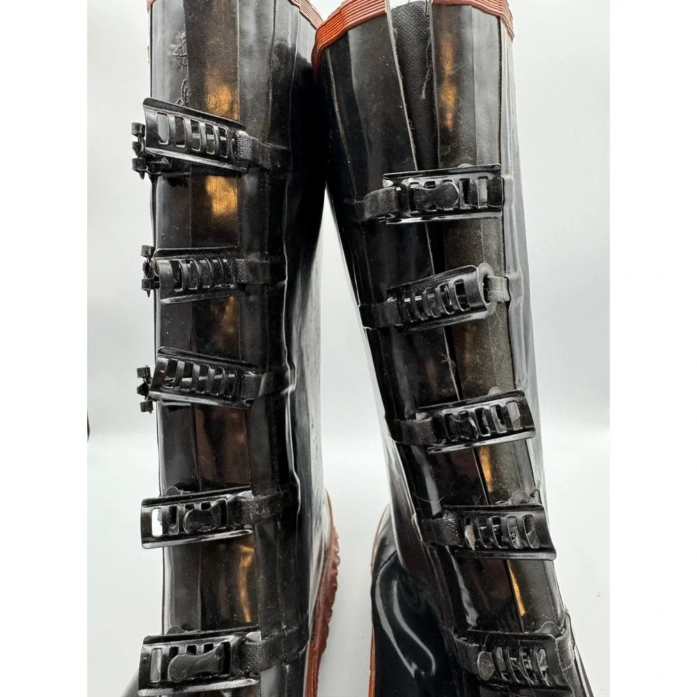 Ironwear Mens 5-Buckle Rubber Overboots Black Orange Waterproof Boots Size 11